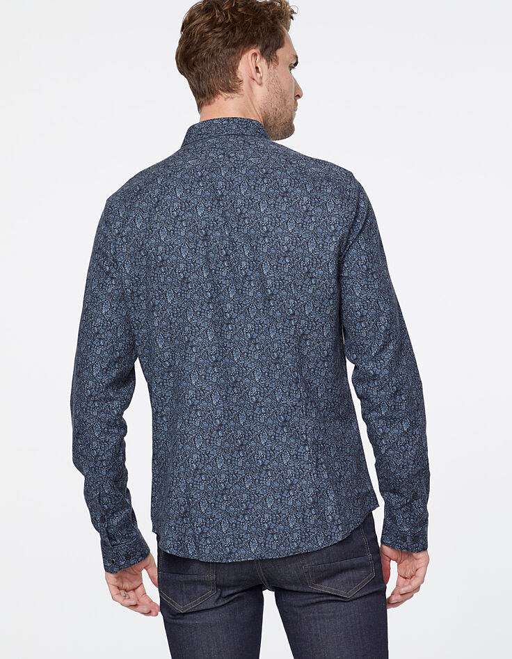 Camisa slim azul marino tela Liberty floral Hombre-4 Camisa slim azul marino tela Liberty floral Hombre-4