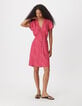 Robe encolure V rose imprim&eacute; pois Femme-1