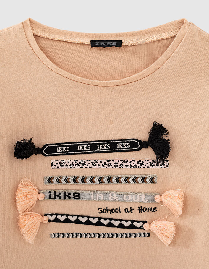 Poederroze T-shirt armbandborduursel meisjes - IKKS