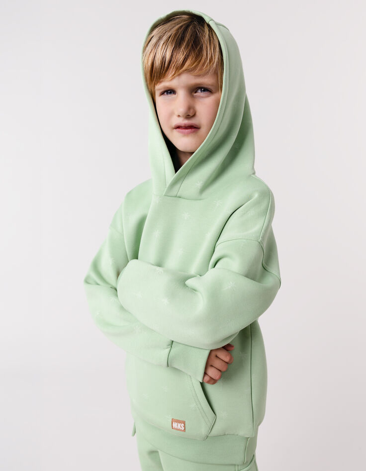 Sweat vert à capuche motif palmiers garçon-1