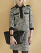 Vestido camisero tweed flecos blanco y negro mujer-5