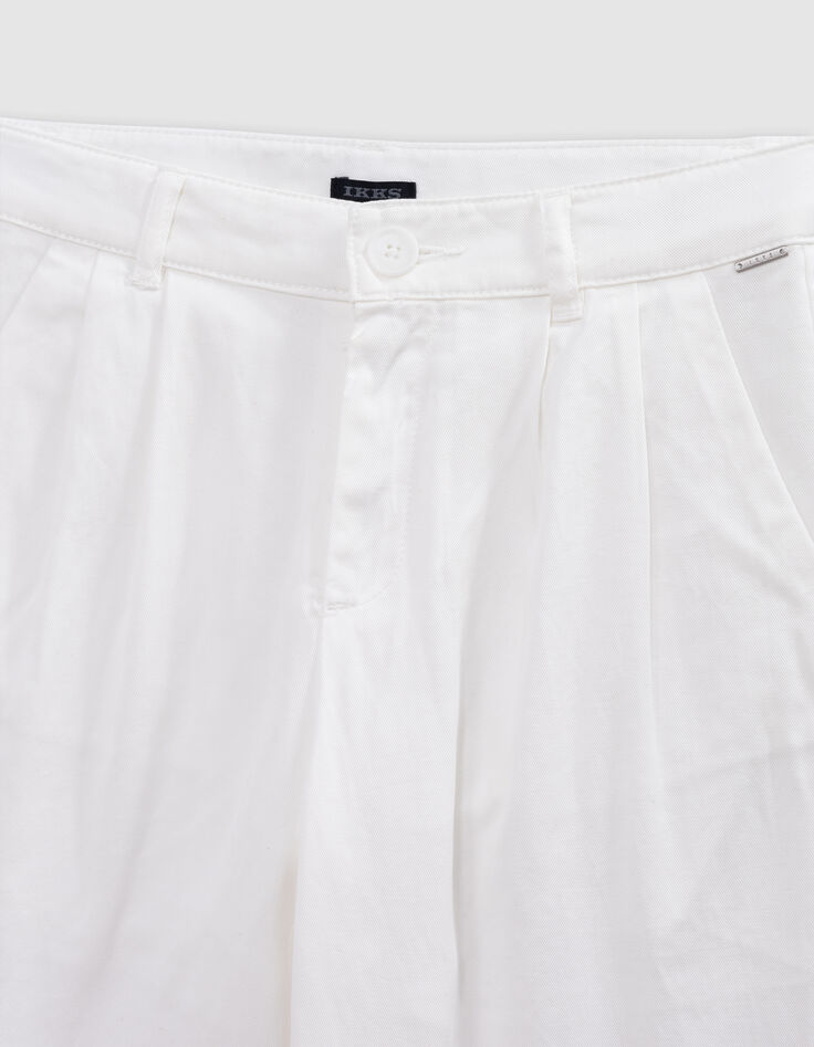 Pantalon LARGE blanc cassé à pinces fille-3