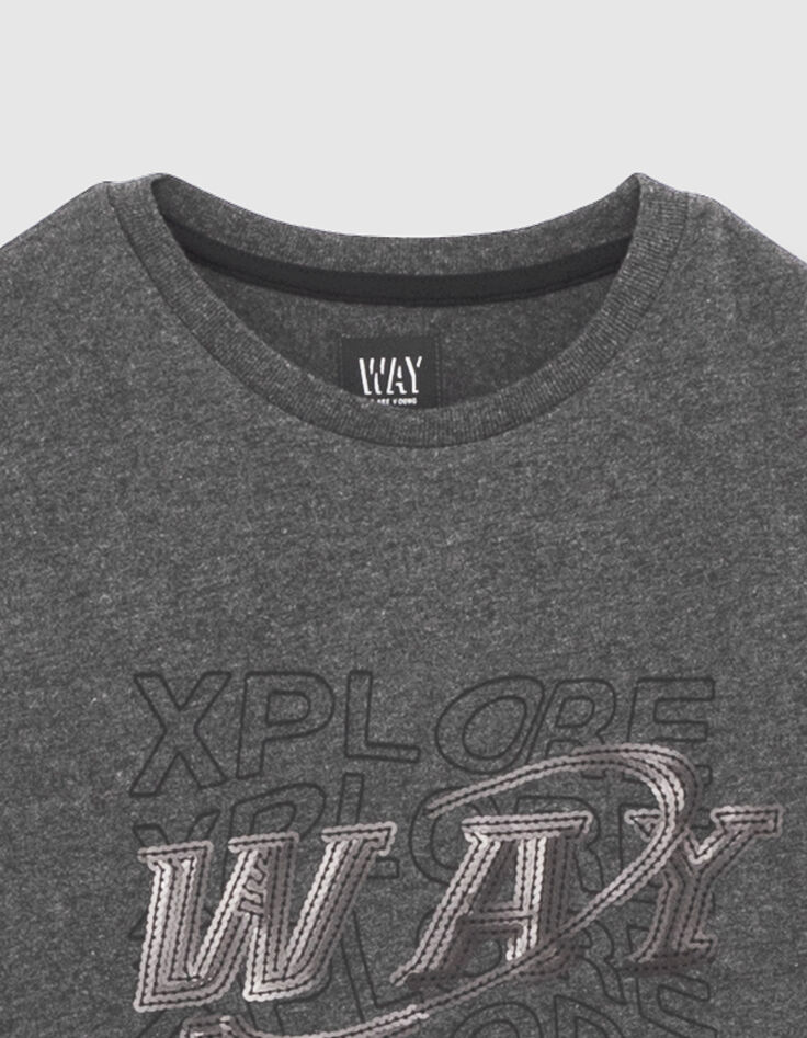 Anthrazitgraues Jungenshirt mit Paillettenlogo-2