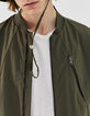 Men’s khaki nylon bomber jacket with zipped pockets-4