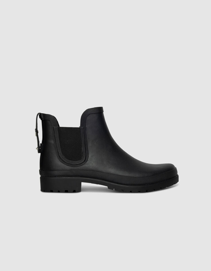 Schwarze Chelsea-Damengummistiefel Profilsohle-1