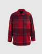 Abrigo sobrecamisa midi cuadros rojos y negros mujer-1