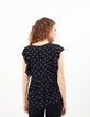Top negro con volantes y bordados blancos I.Code-3