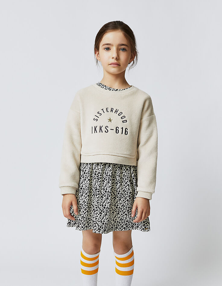 Vestido 2 en 1 arena leopardo-flores con sudadera niña-1