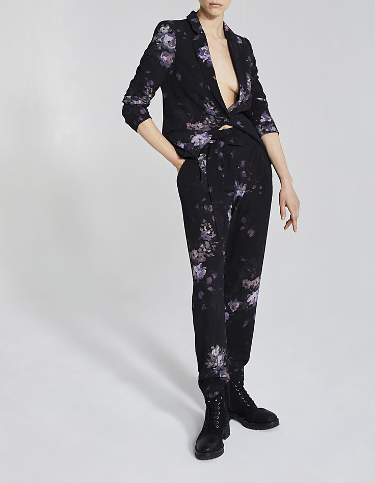 Damenchiffonhose mit Skizzenblumenprint-4