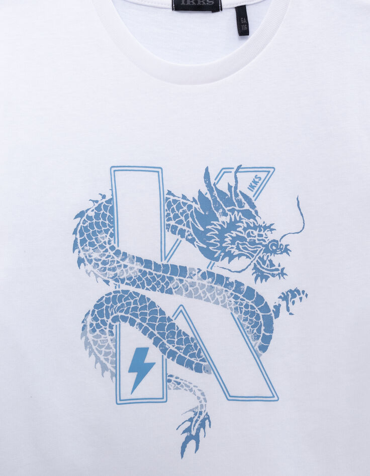 T-shirt blanc coton bio dragon-K garçon-3