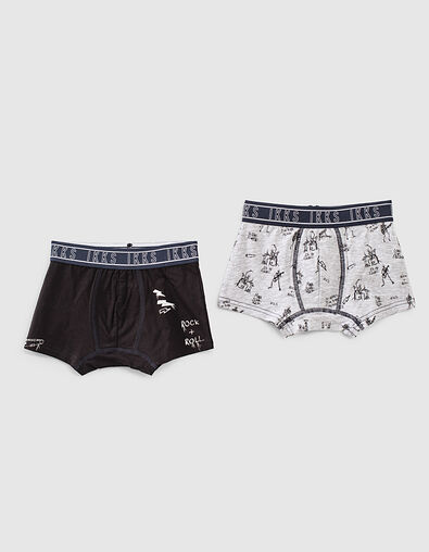 Boxer gris estampado rock y negro niño  - IKKS