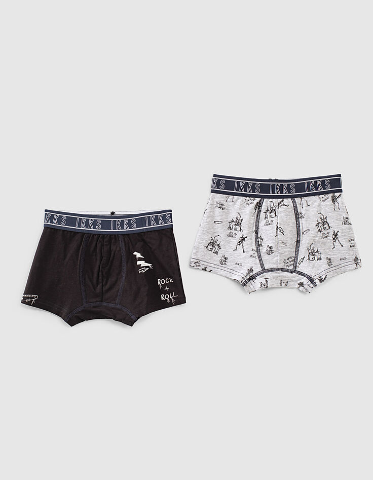 Boxer gris estampado rock y negro niño -1 Boxer gris estampado rock y negro niño -1