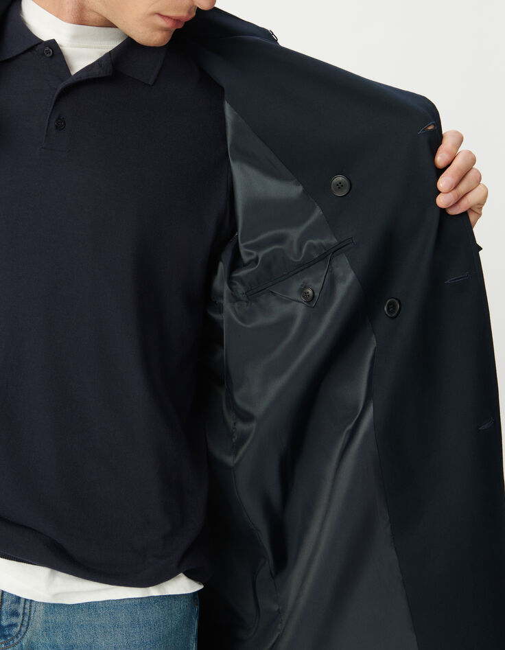 Men’s navy long trench coat with belt-5