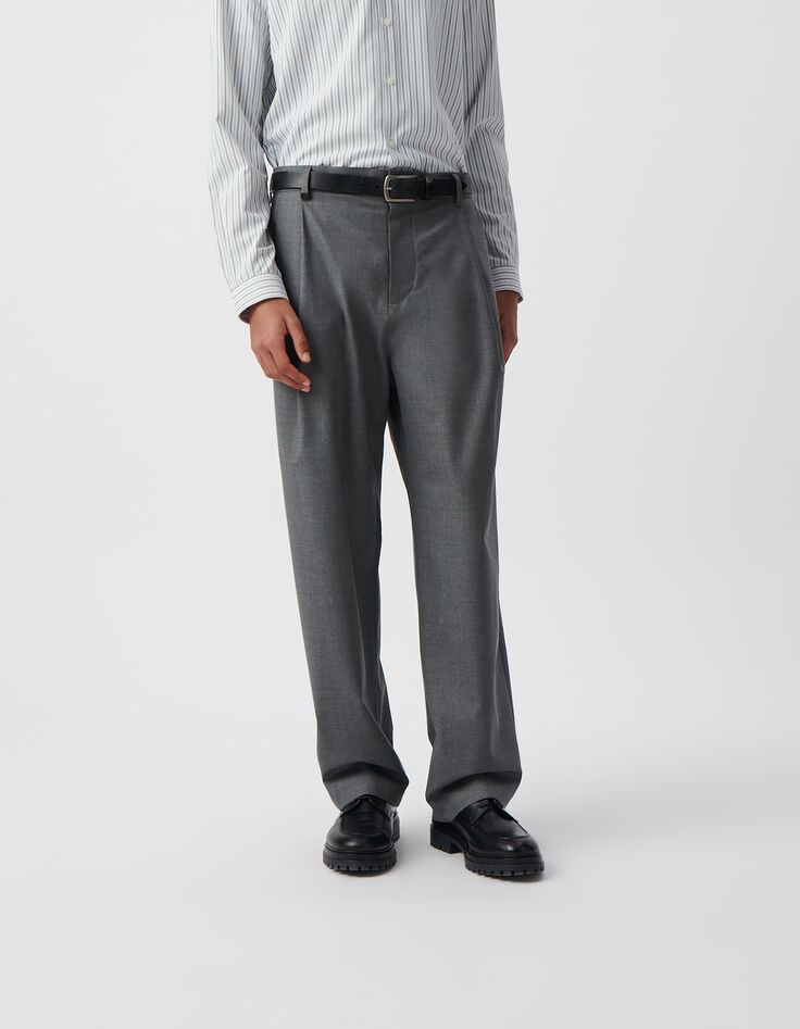 Pantalon de costume large gris faux-uni Homme-10