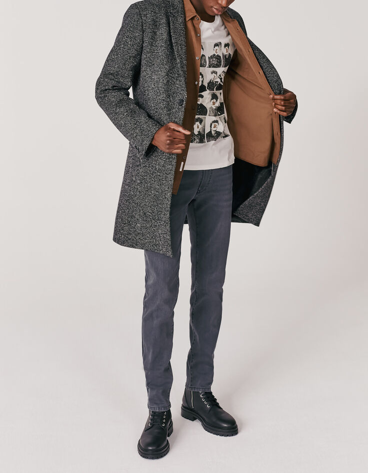 Manteau noir faux-uni Homme-6 Manteau noir faux-uni Homme-6
