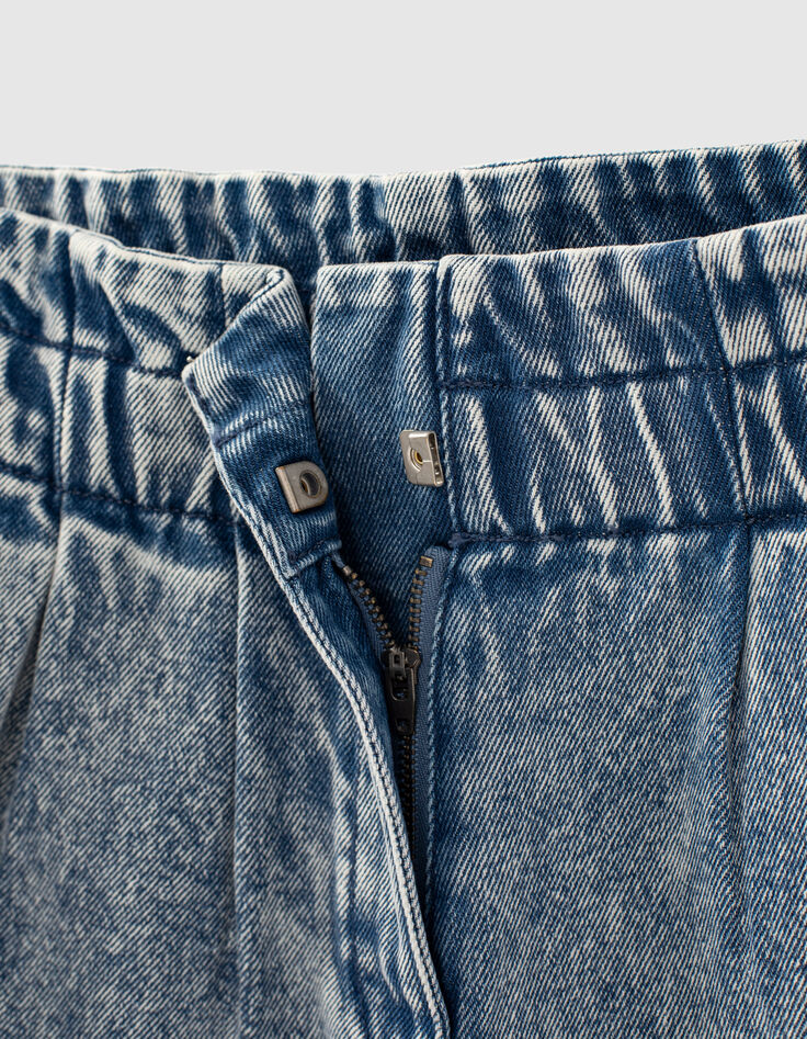 Medium blue jeansshort hoge elastische taille meisjes-5