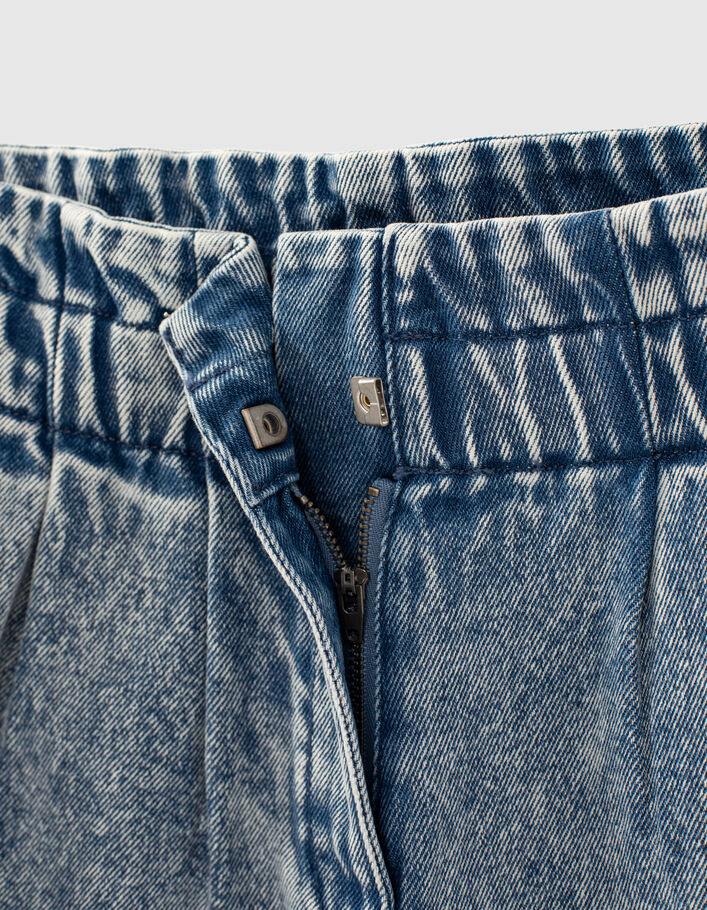 Short en jean medium blue taille haute élastiquée fille - IKKS