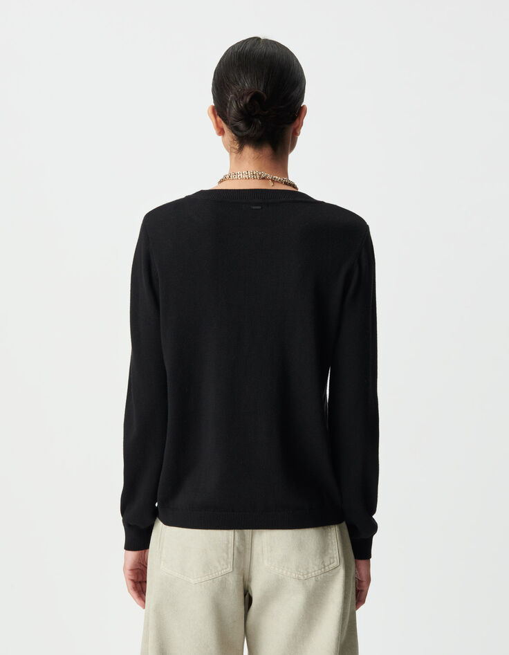 Jersey negro punto bordado mensaje mujer-3