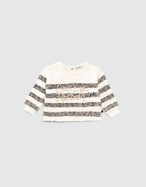 Baby girls’ ecru striped sailor sweatshirt with slogan
