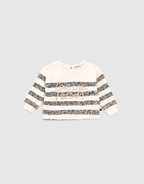 Baby girls’ ecru striped sailor sweatshirt with slogan