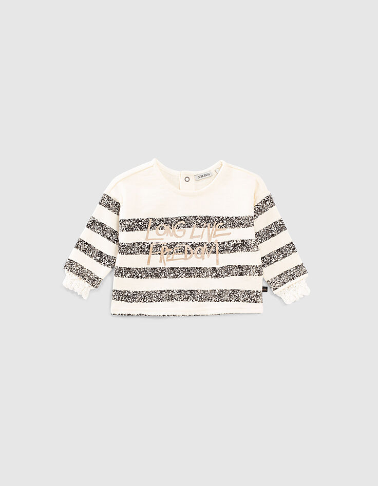 Baby girls’ ecru striped sailor sweatshirt with slogan-1 Baby girls’ ecru striped sailor sweatshirt with slogan-1