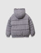 Plumas reversible negro pata de gallo y sherpa niña-6