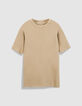 T-shirt col rond beige coton bio Homme-5