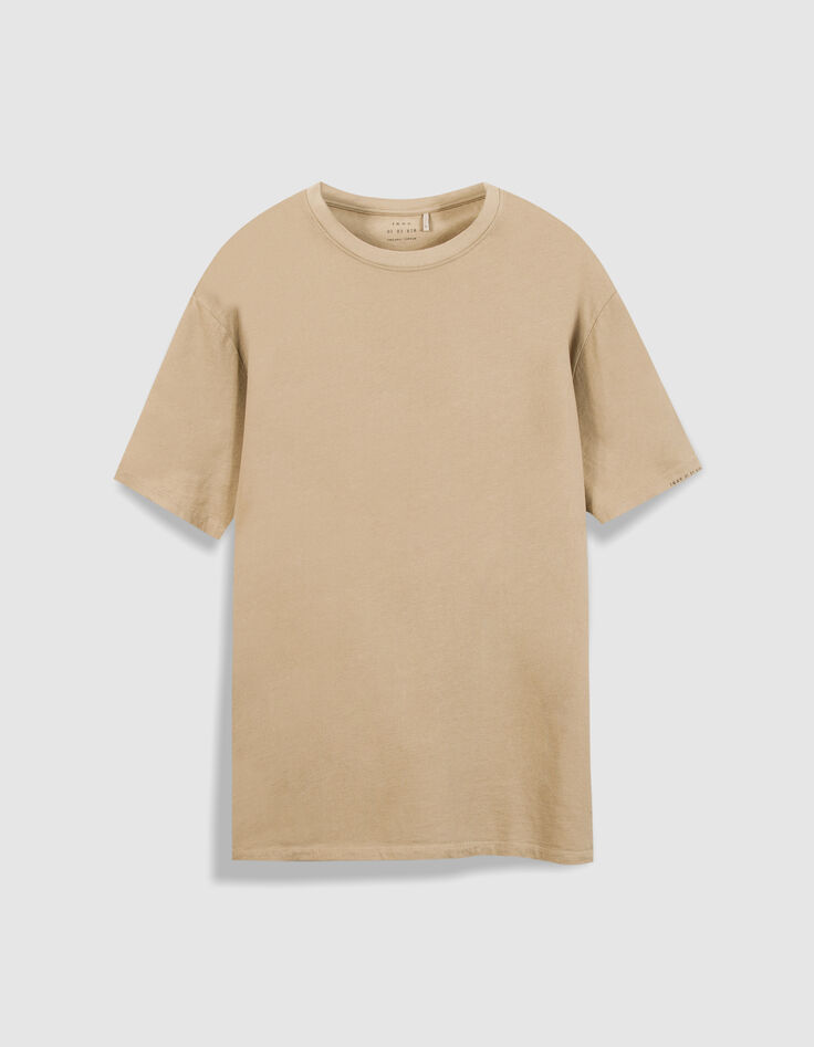 T-shirt col rond beige coton bio Homme-5