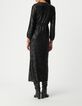 Women's black sequin-embroidered wrap dress-3