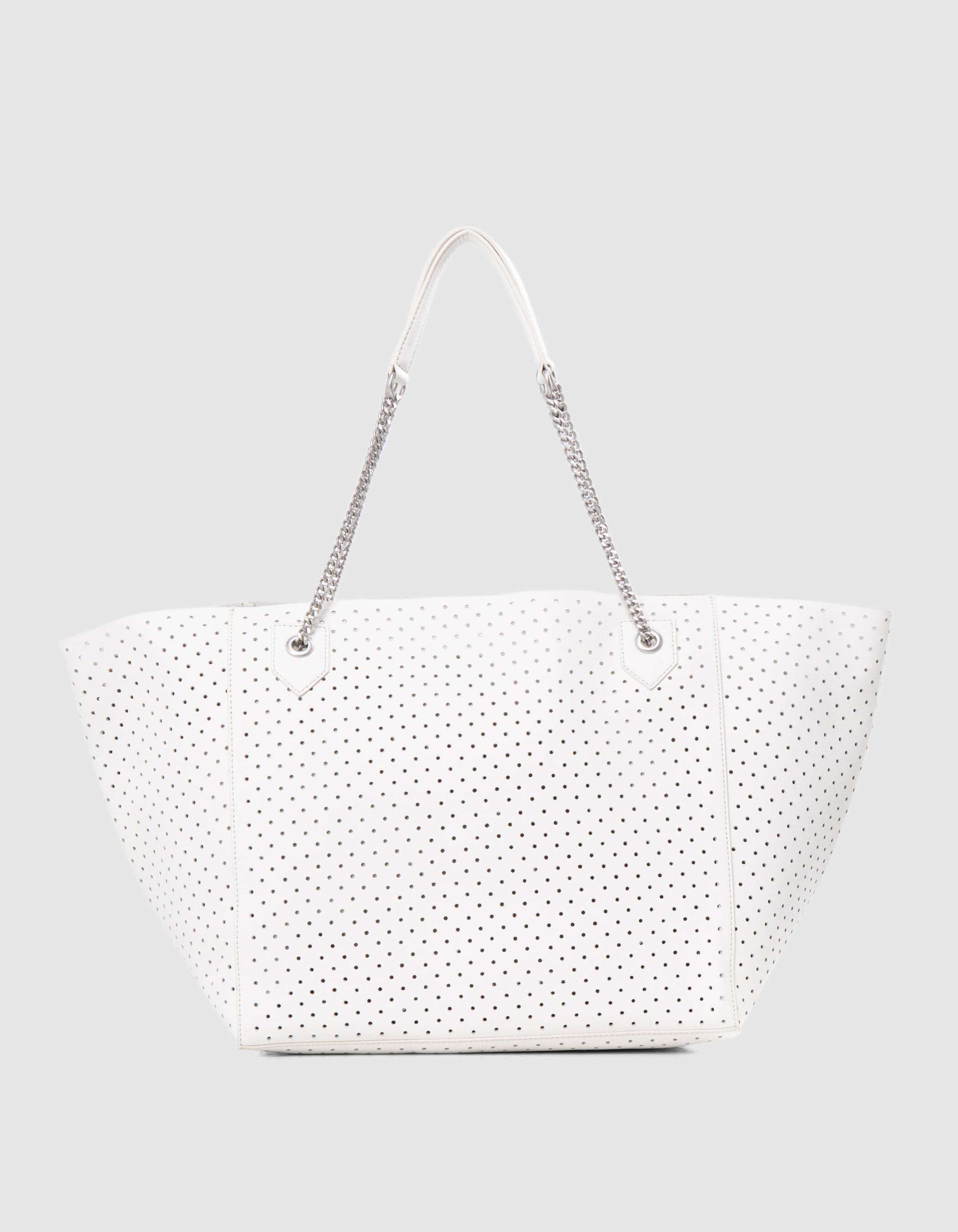 Women s white perforated leather oversize tote bag IKKS