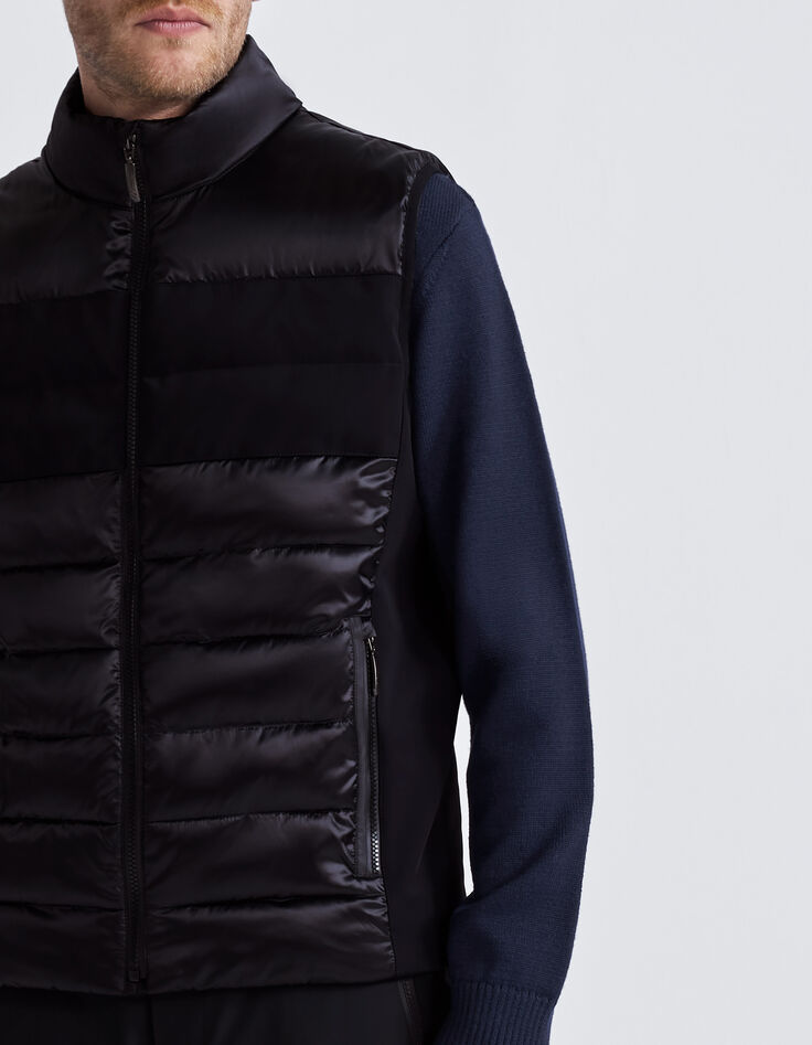 Men&rsquo;s black mixed fabric IKKS x DUVILLARD bodywarmer-3