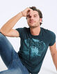 Tee-shirt blue green brodé Believe in Earth Homme-1
