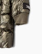 Girls’ khaki metallic-look long padded jacket-7