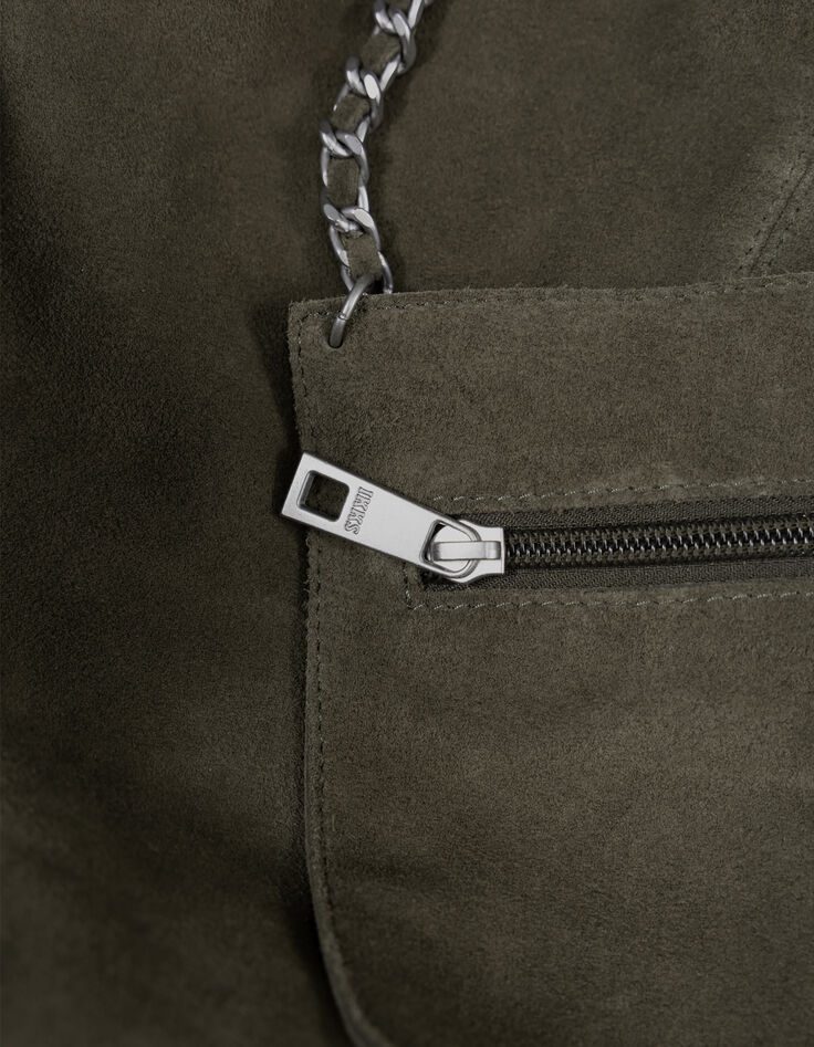Khaki suede Hobo bag-8