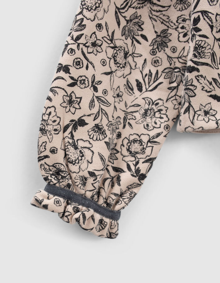 Girls’ beige flower print organic cotton sweatshirt-7