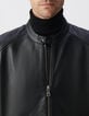 Men's black leather jacket-4