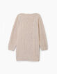 Vestido-jersey blanco roto y copper tricot fantasía niña-2