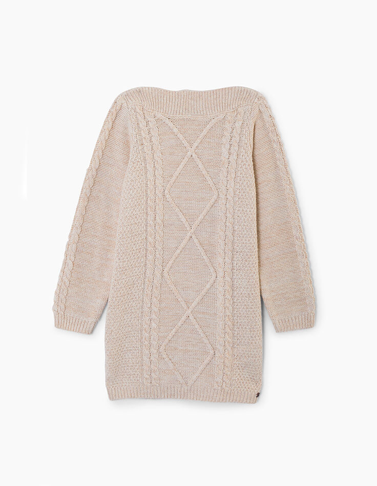 Vestido-jersey blanco roto y copper tricot fantasía niña-2
