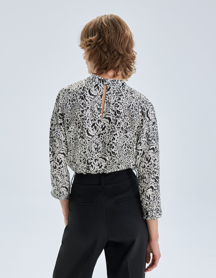 Blouse blanc cassé imprimé animalier Femme-3