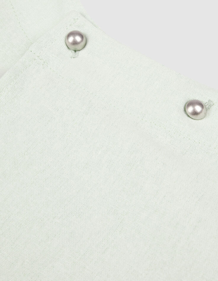 Top manches courtes vert coton lin ouverture dos Femme-7
