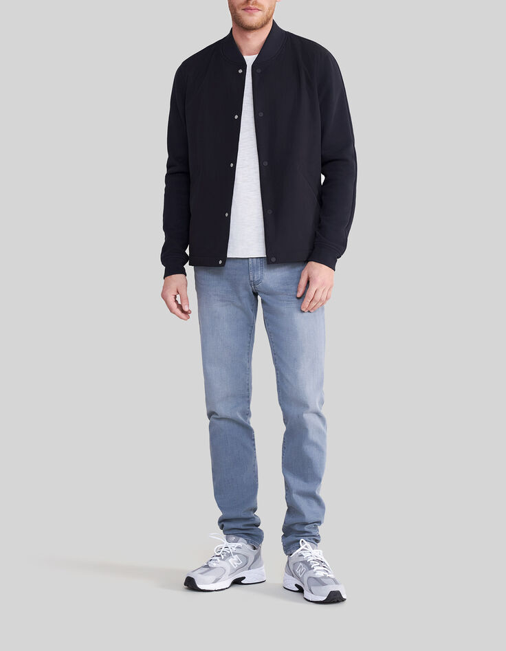 Men's navy mixed-fabric light padded jacket-1