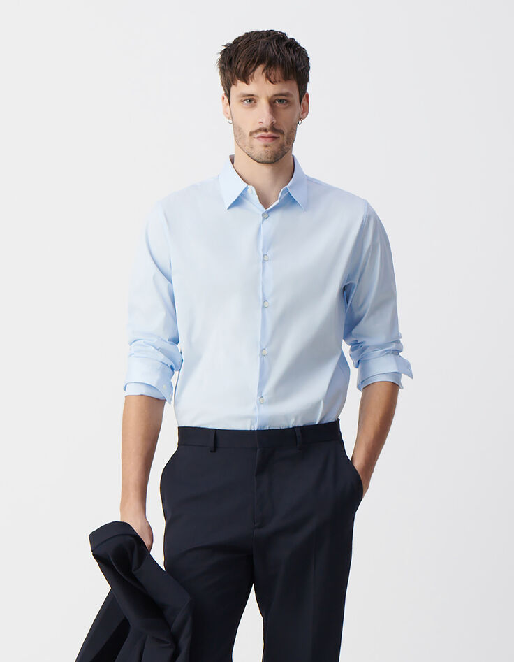 Camisa SLIM cielo popelina hombre-2