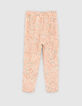 Pfirsichrote M&auml;dchenhose Viskose mit Blumenprint-3