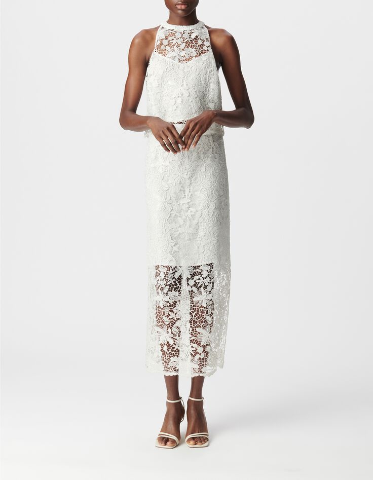 Mujer falda midi blanca todo encaje-1