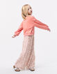 Pantalon rose imprimé cachemire floral fille-2
