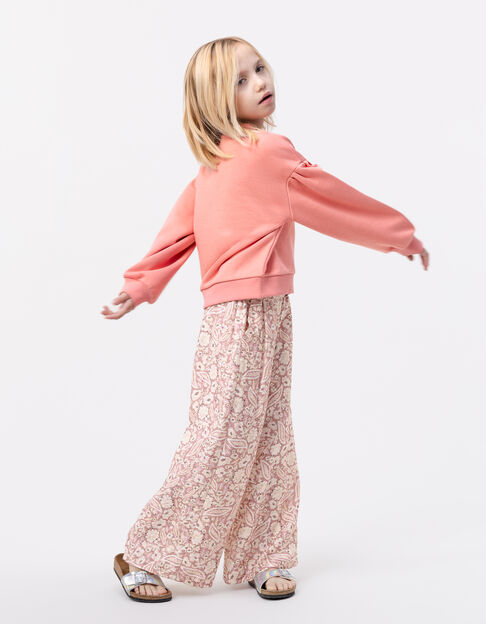 Pantalon rose imprimé cachemire floral fille - IKKS