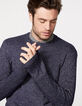 Men's navy mouliné knit sweater-2