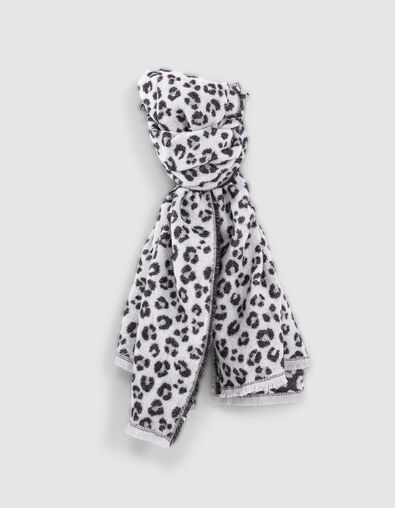 Girls’ dark grey marl leopard motif scarf - IKKS