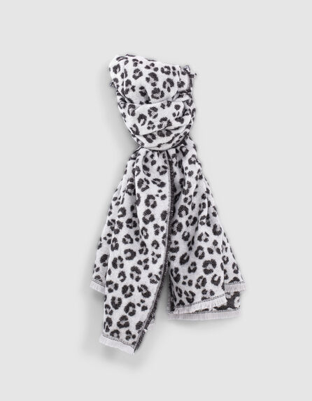 Bufanda gris jaspeado oscuro leopardo niña