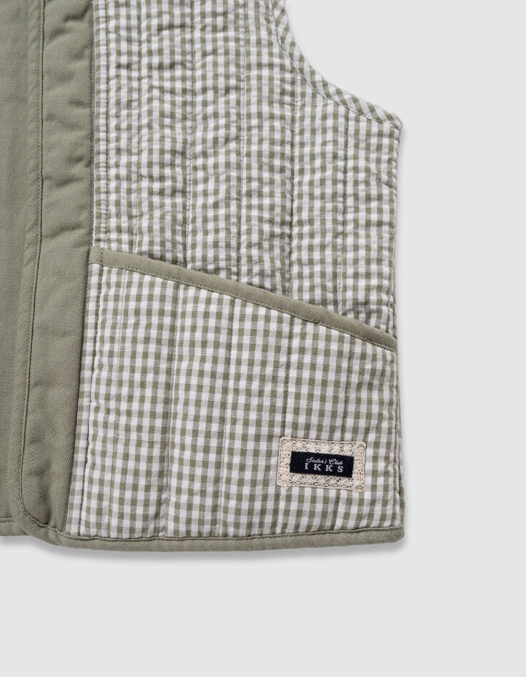 &Auml;rmellose, wendbare Weste in Khaki und Gingham M&auml;dchen-4